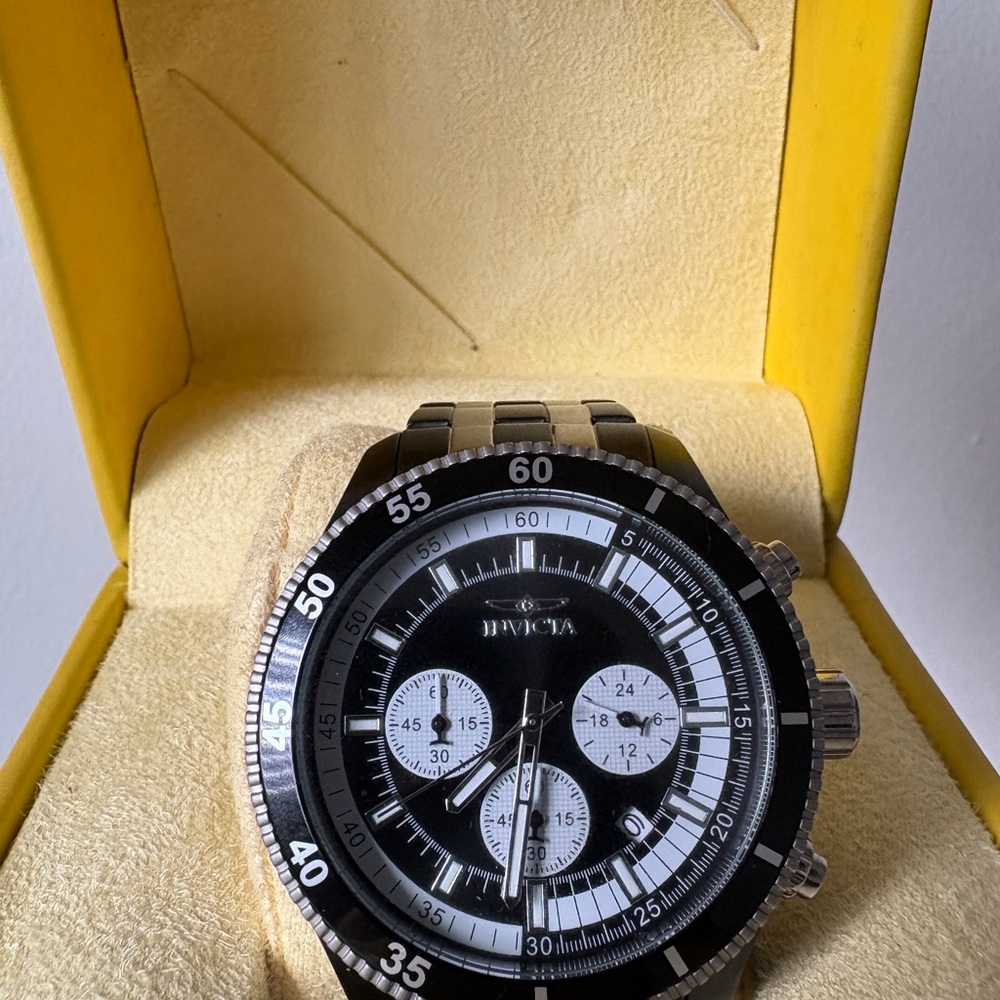 Invicta Black and Silver Chronograph Watch